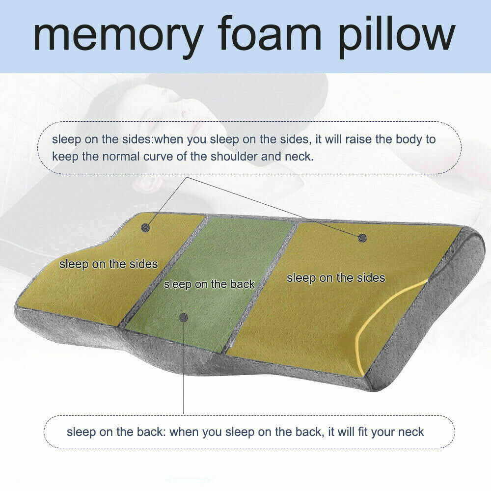 Health Care Memory Foam Neck Pillow Cushion Support Rebound Contour Pain Relief