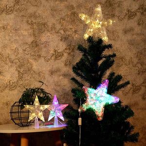 Glitter Star Christmas Xmas Tree Topper Decoration Xmas TreeTop Glitter Ornament Warm white