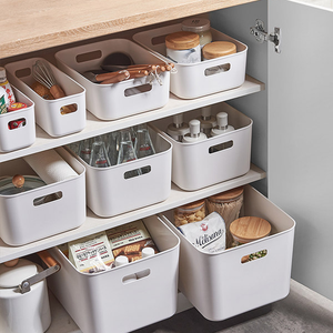 Plastic Storage Box w/ Handle Container Organiser Crate Basket Office Kitchen