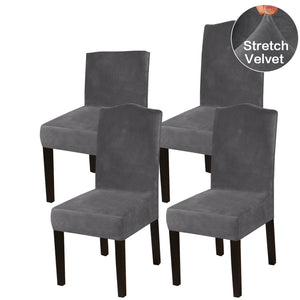 6pcs Thick Velvet Dining Chair Covers Slip Covers Dining Room Chairs Cover Grey