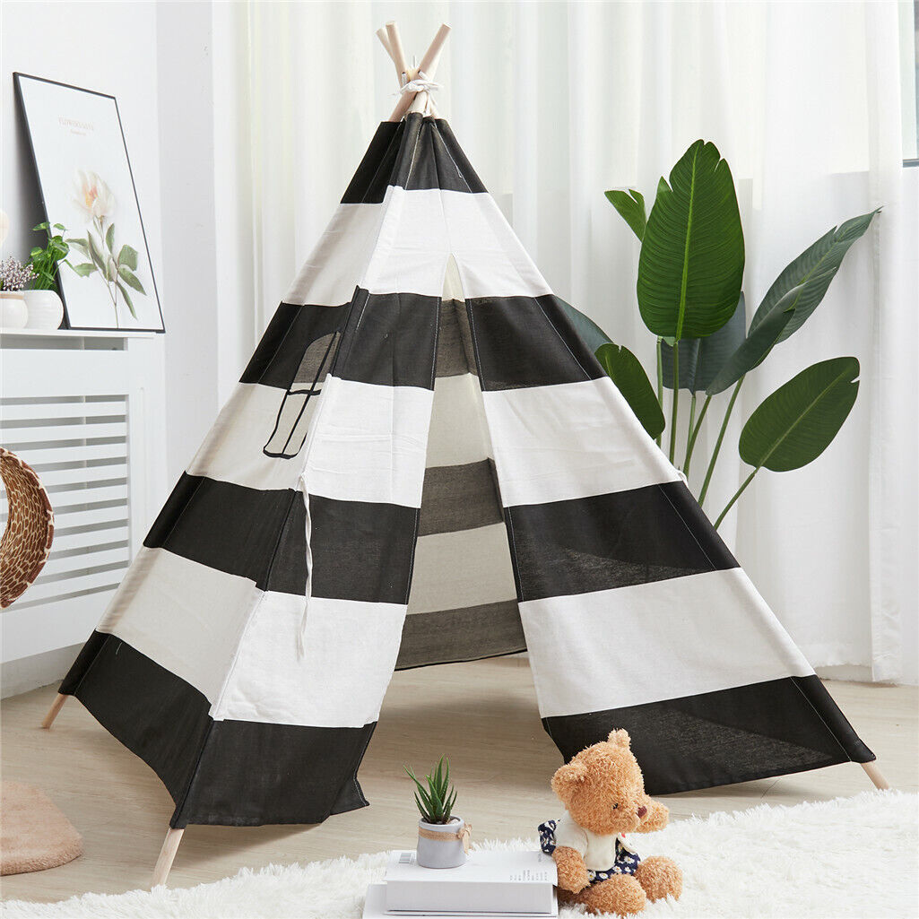 Foldable Play Tent Canvas Tipi Childrens Play House Teepee