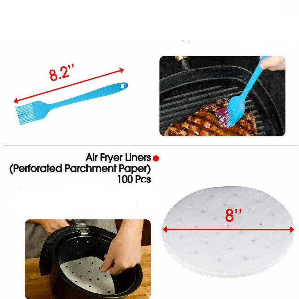 8 in Air Fryer Accessories Frying Cage Dish Baking Pan Rack Pizza Tray Pot 136