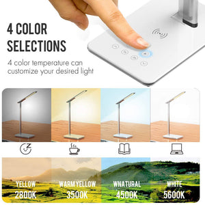 LED Desk Lamp Light with Qi Wireless Charging Charger Base Touch Control